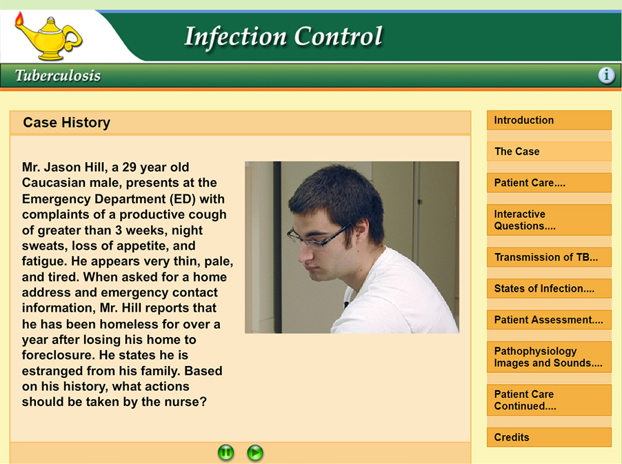 photo of patient with TB and case history